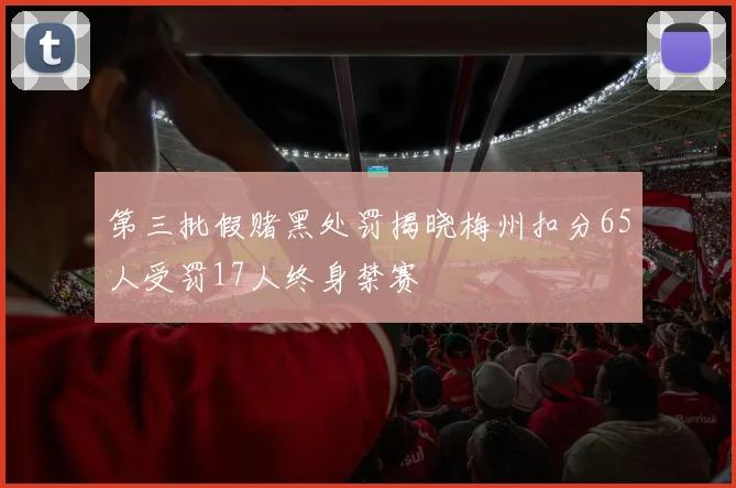第三批假赌黑处罚揭晓梅州扣分65人受罚17人终身禁赛